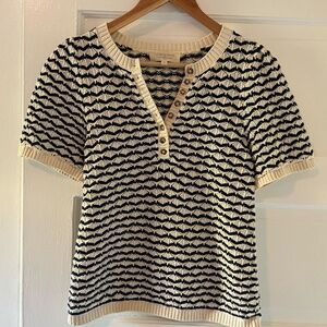 SEZANE MAE JUMPER (SIZE SMALL) ECRU/NAVY